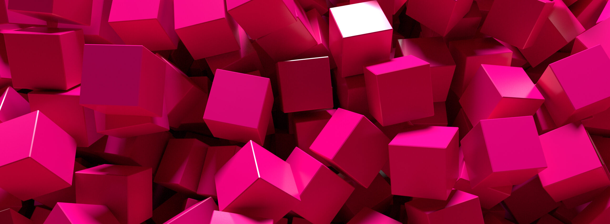 3D render of a magenta cubes background